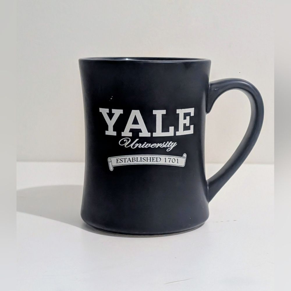 Yale University Coffee Mug Tea Cup Logo Motto Deep Blue Ceramic 14 oz
